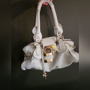 chloe paddington white leather purse